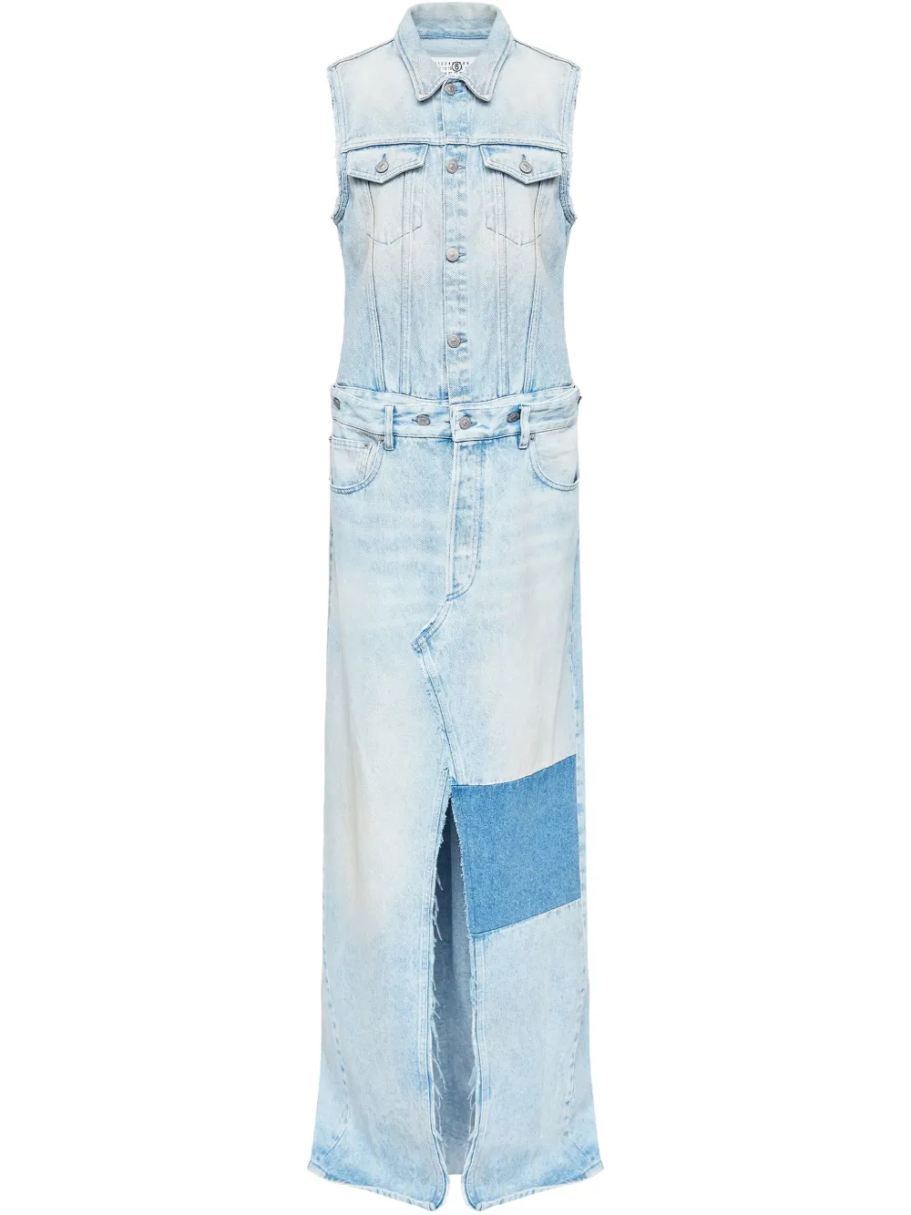 Mm6 Maison Margiela Maxi Dresses Patchwork Detail In Blue