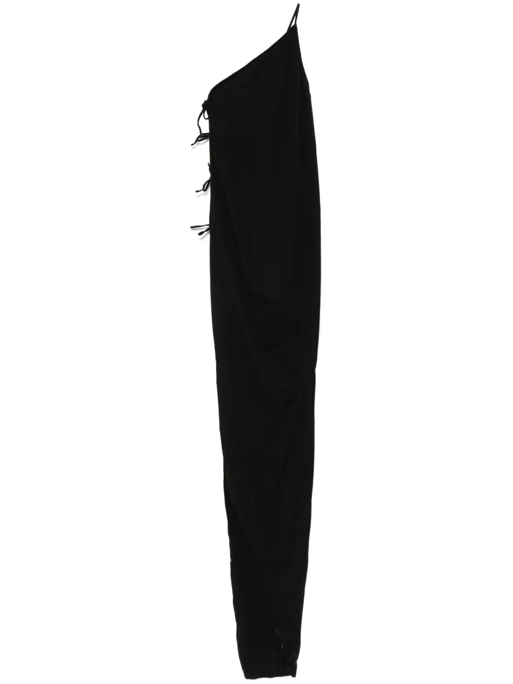Rick Owens Drkshdw One Shoulder Maxi Dress With Side Slit In Black