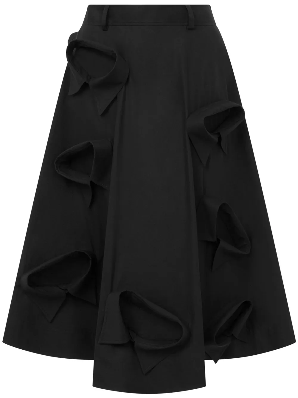 Moschino Flared Knee Length Skirt With Bow Accents In Black