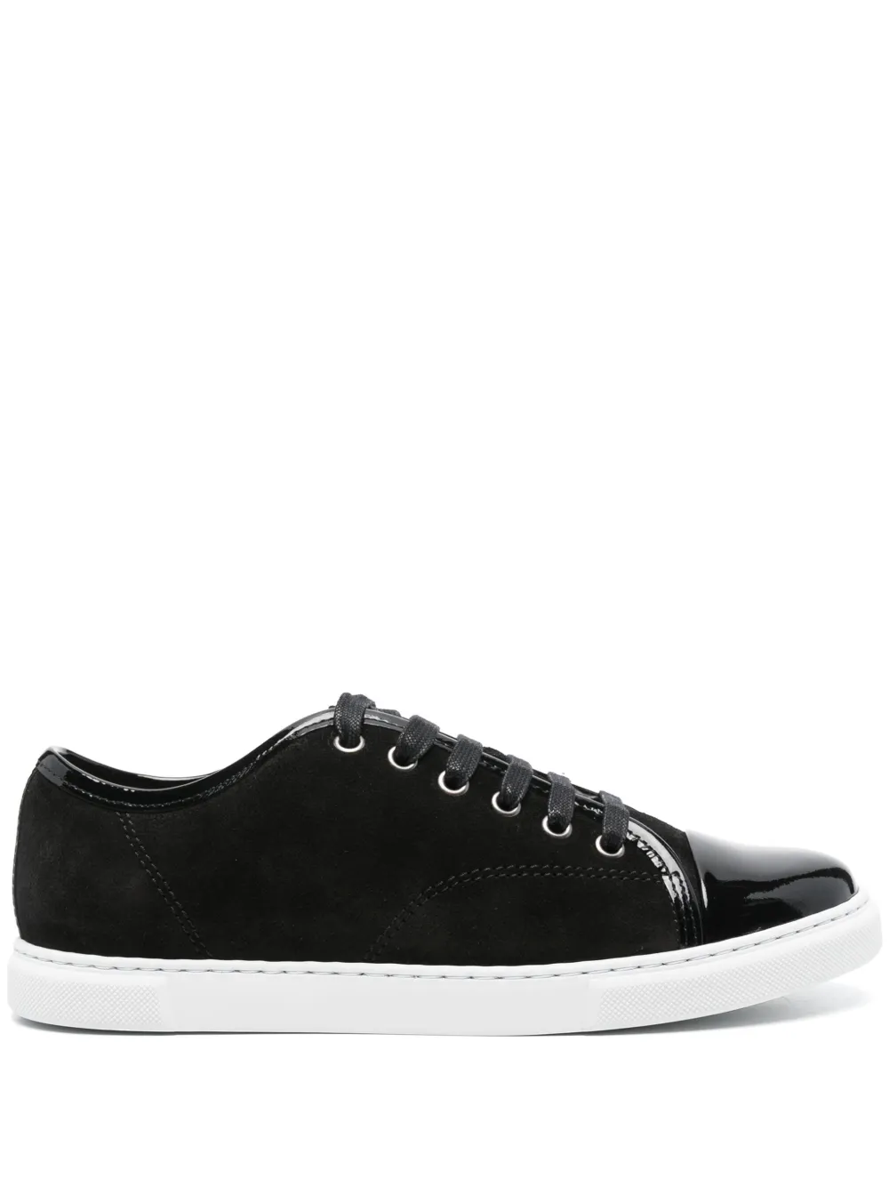 Lanvin Calf Suede Sneakers Metal Eyelet In Black