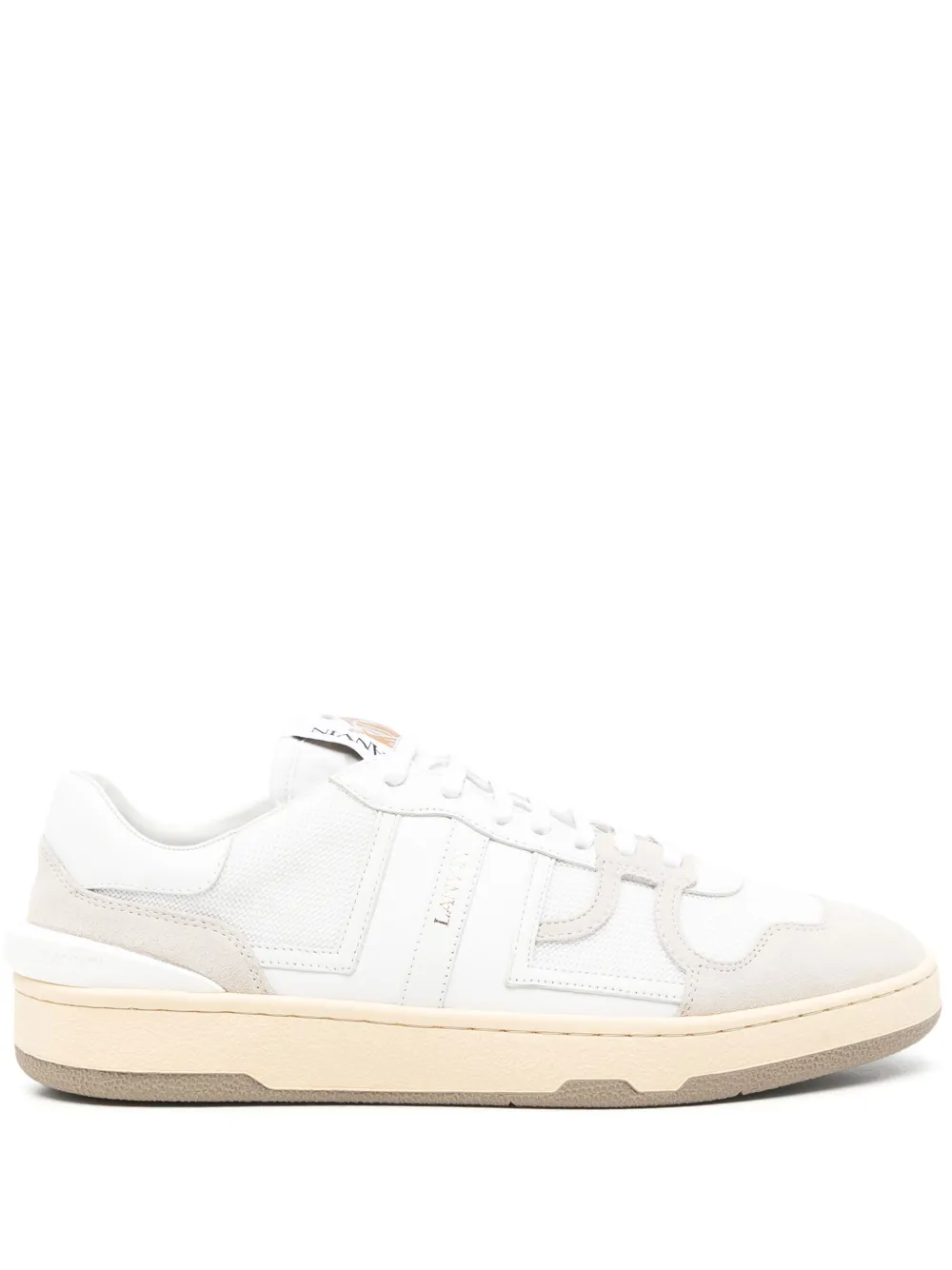 Lanvin Mesh And Leather Clay Sneakers With In White