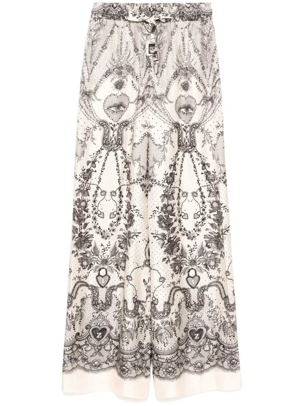 Zimmermann Wide Crush Trousers In Silk Women In Nude & Neutrals