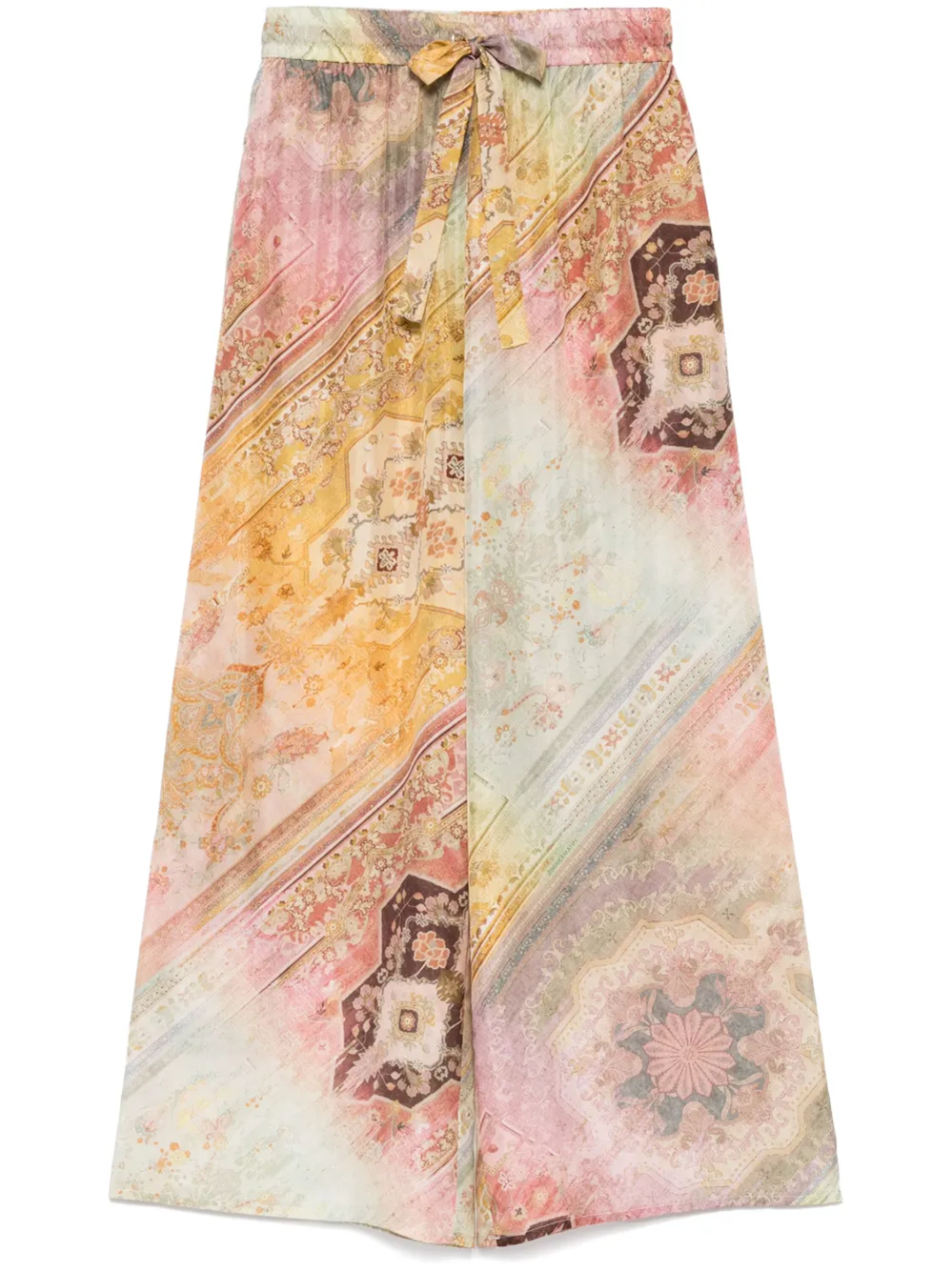 Zimmermann Womens Ombre Multi Tallow Relaxed-fit Silk Trousers Xs In Multicolour