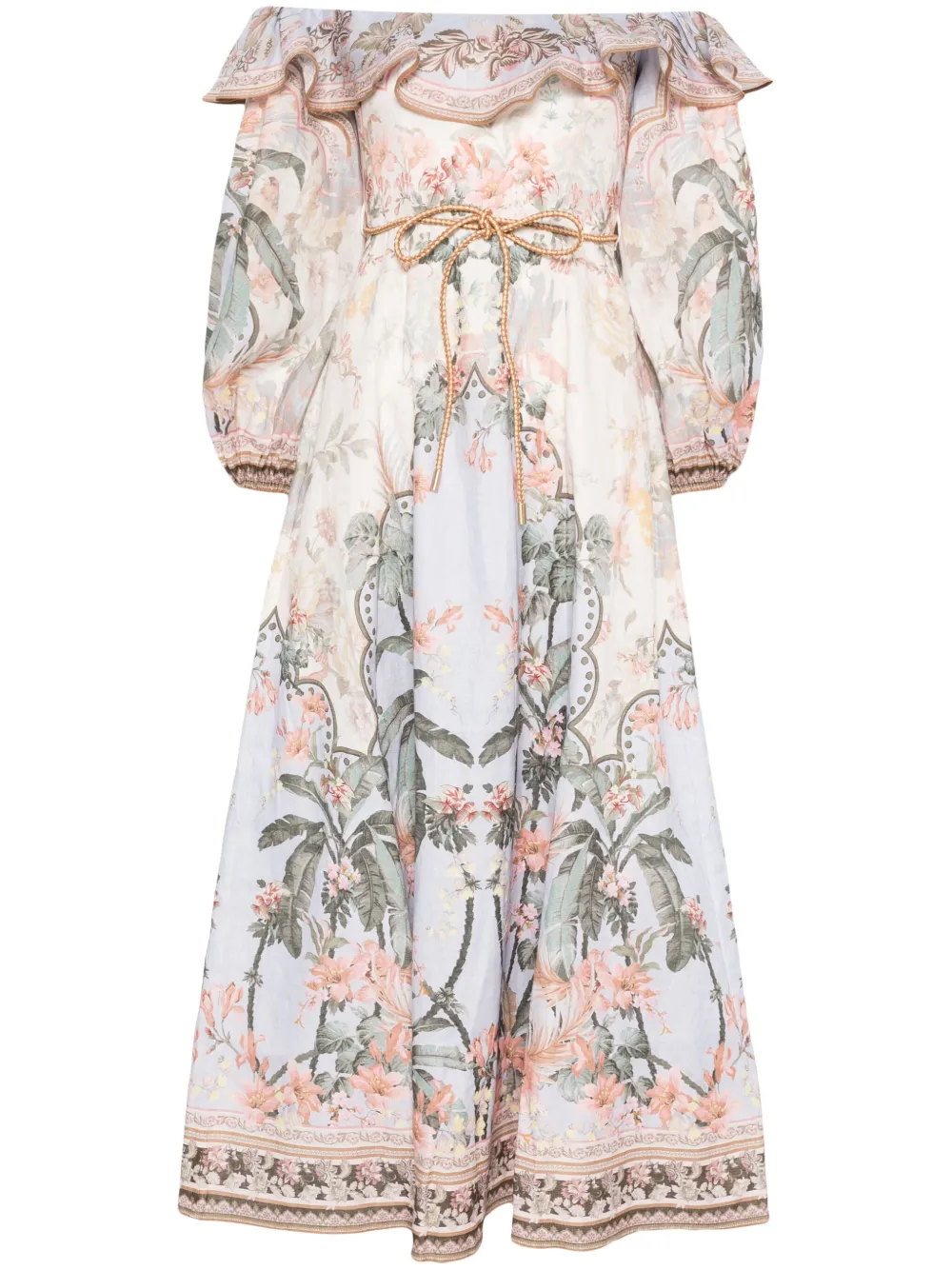 Shop Zimmermann Wylie Midi Dress In Multicolour