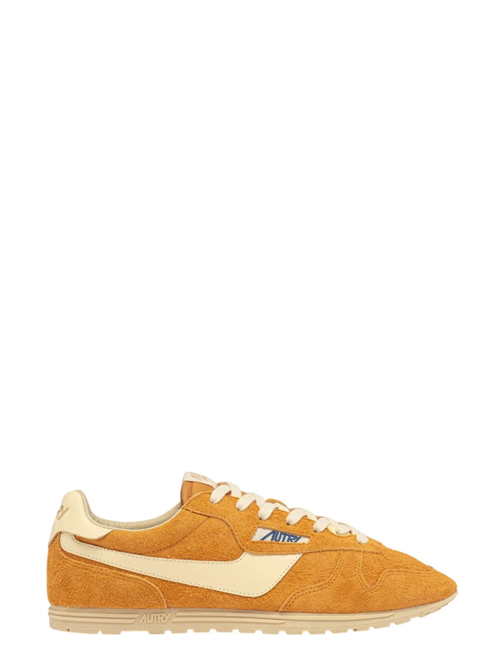 Shop Autry Windspin Sneakers In Suede And Cadmium Leather And Rutabaga In Yellow & Orange