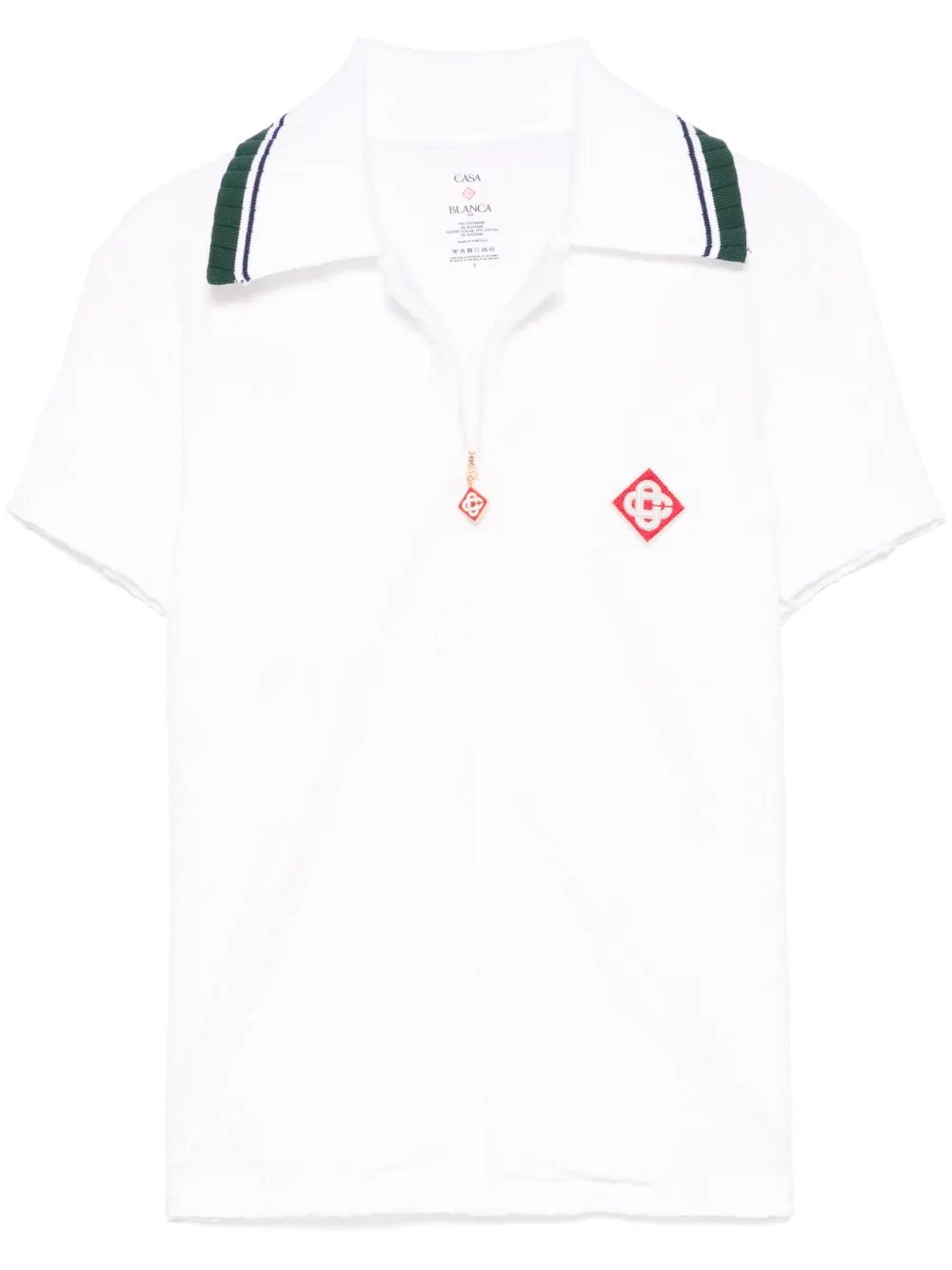 Tシャツ・カットソー Casablanca RIBBED COLLAR SHIRT (WPS25 SH 135 01BRIGHTWHITE) casablanca ribbed collar shirt available on