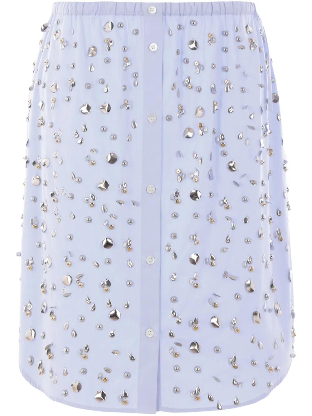 Dries Van Noten Embellished Elastic Waistband Skirt With Button Detailing In Blue