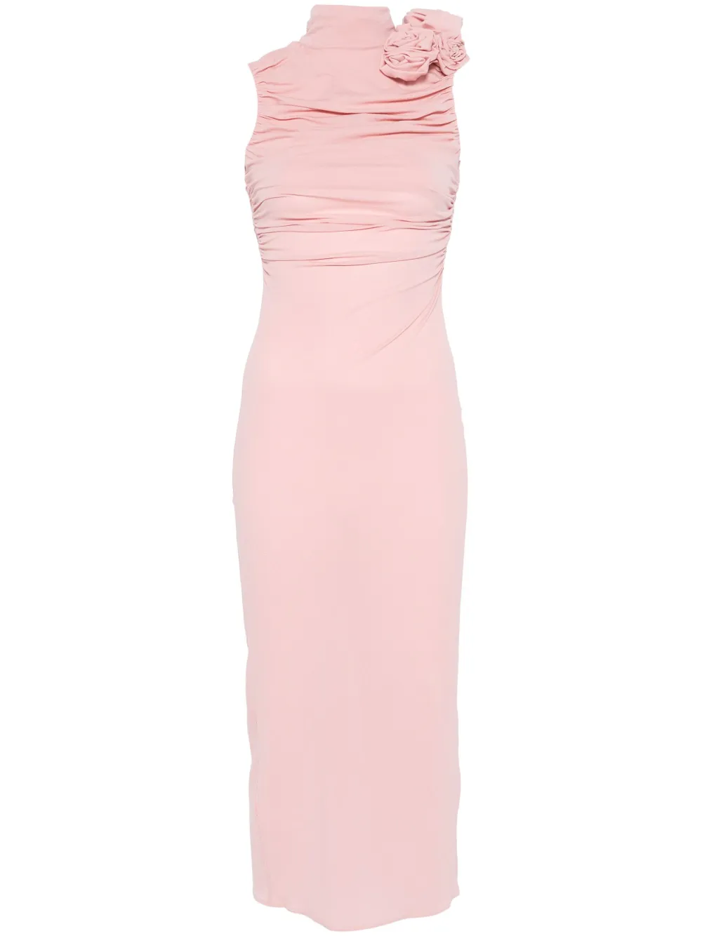 Magda Butrym Midi Dress With Ruffles In Pink & Purple