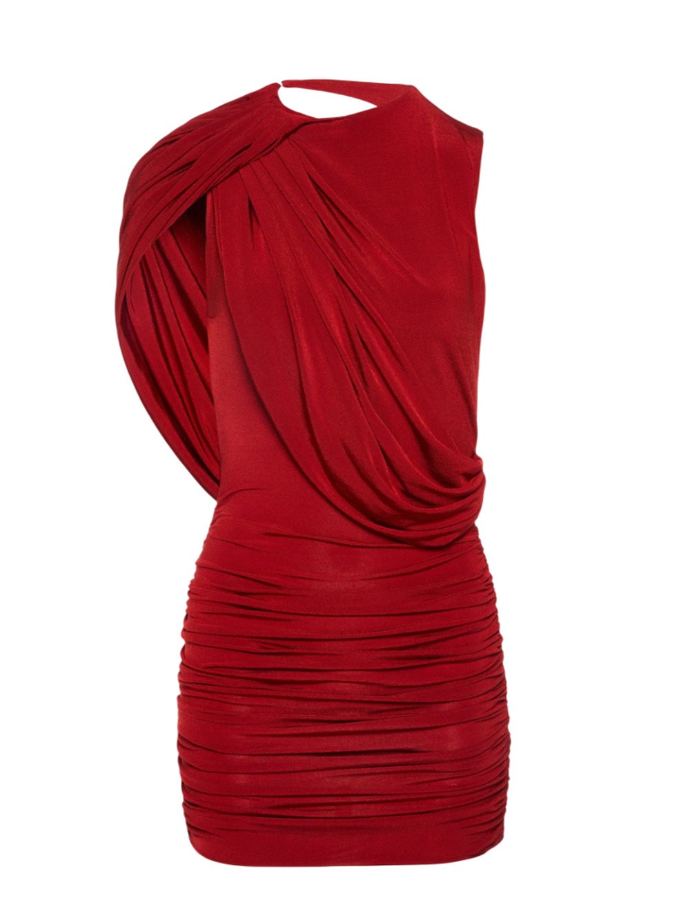 Magda Butrym Women Asymmetric Draped Mini Dress In Red In Red
