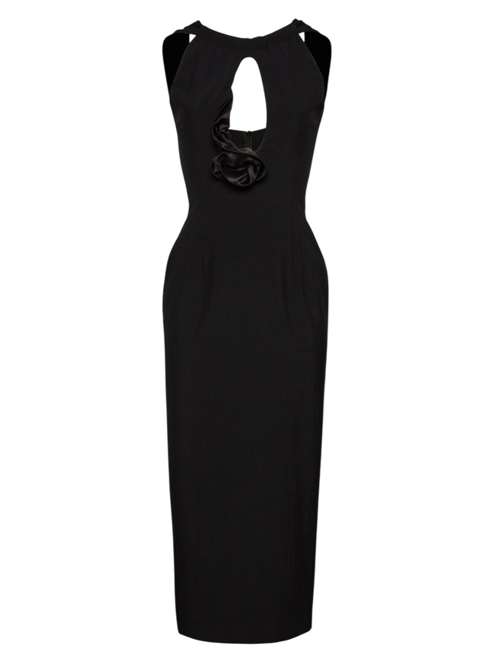 Magda Butrym Wool Midi Dress With Keyhole Opening In Black