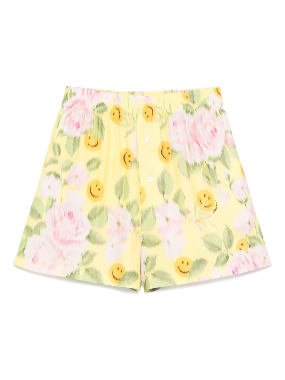 Shop Moschino X Smiley Floral Shorts In Multicolour