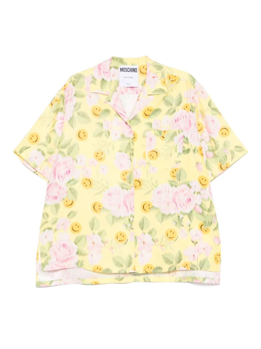 Shop Moschino X Smiley Silk Shirt In Multicolour
