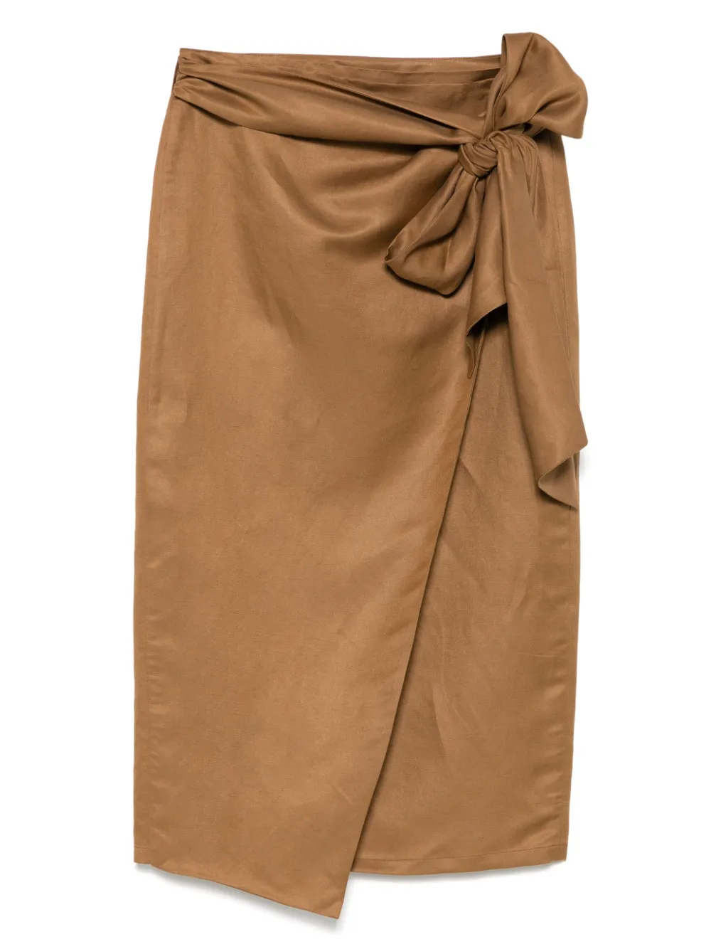 Max Mara Tequila Skirt In Linen And Silk Twill In Brown