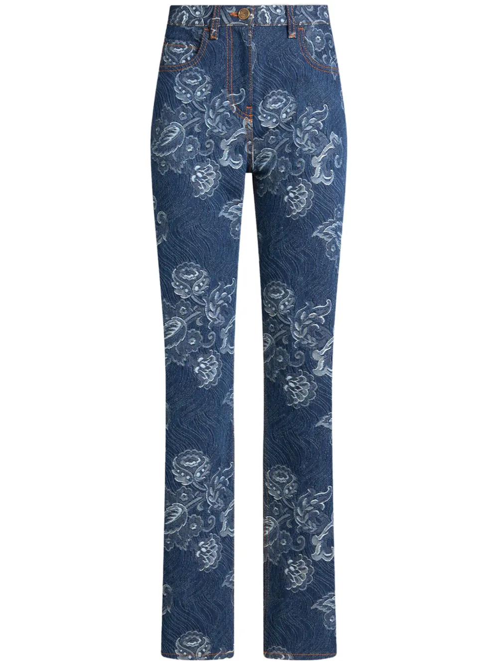 Shop Etro Jeans With Jacquard Effect In Blue
