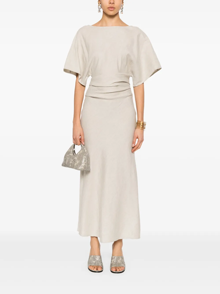 staud AMELIE LINEN MIDI DRESS NATURAL available on theapartmentcosenza.com  - 44186 - US