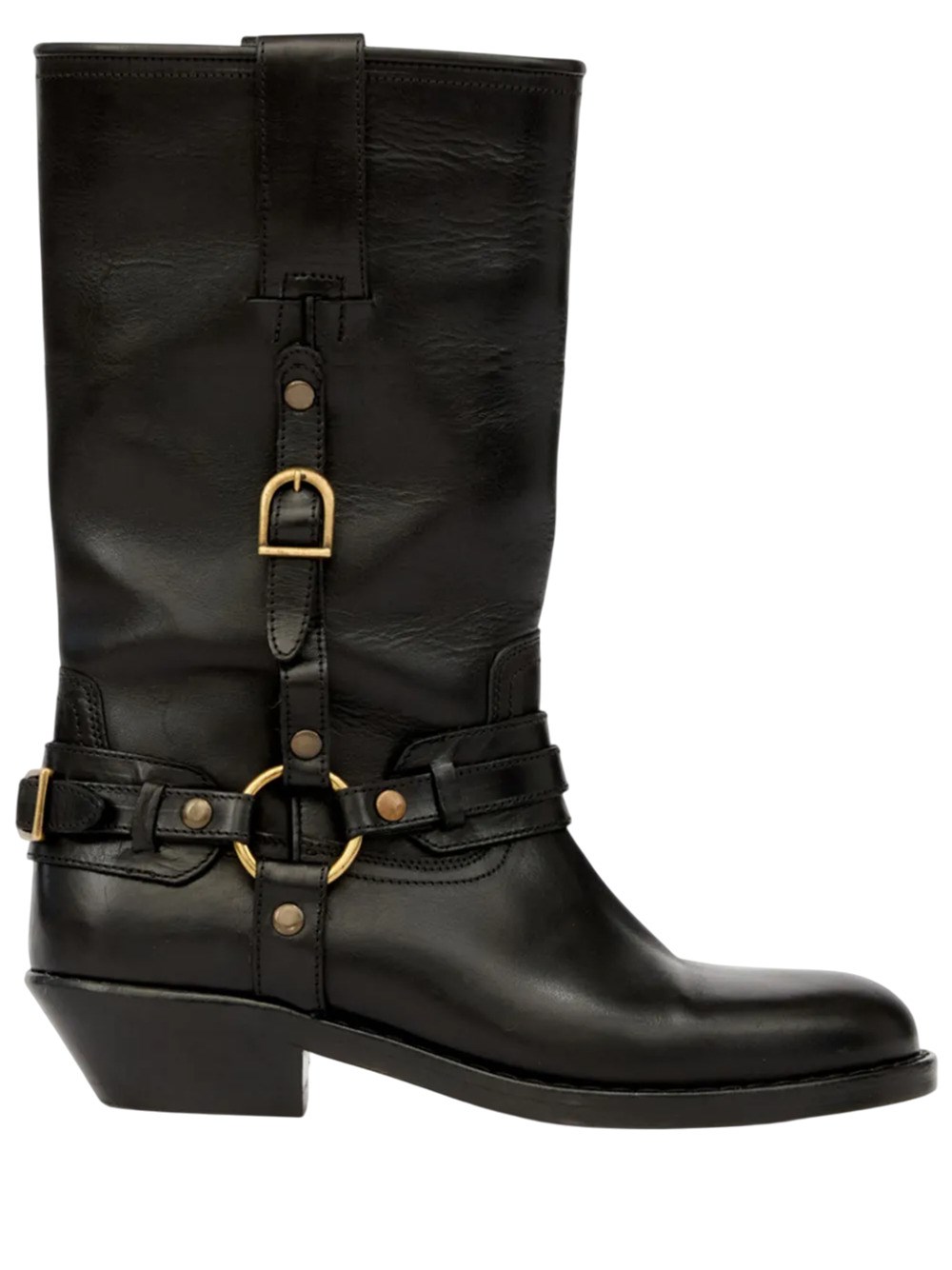 Isabel Marant Knee-high Leather Boots With Buckle Detail In Black