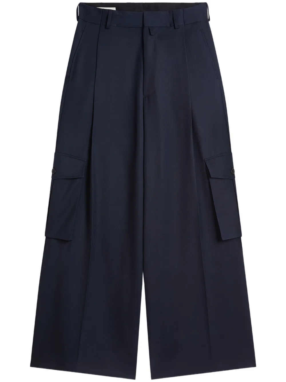 Dries Van Noten Navy-blue Wool Tris Pants In Blue