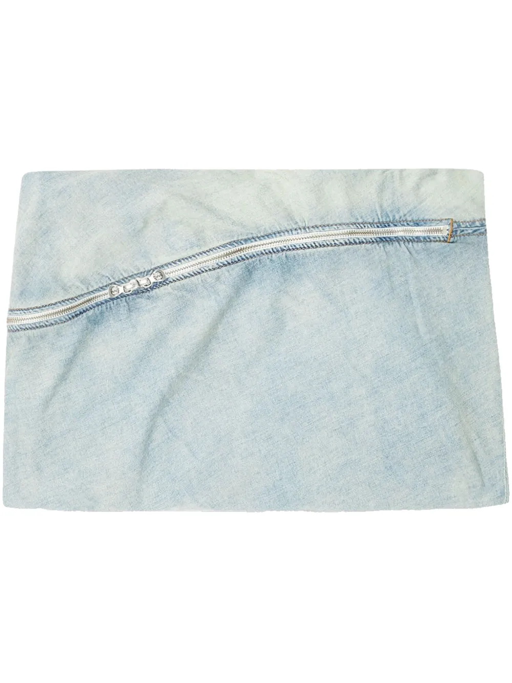 Diesel Asymmetric Faded Low Waist Zip Skirt In Blue