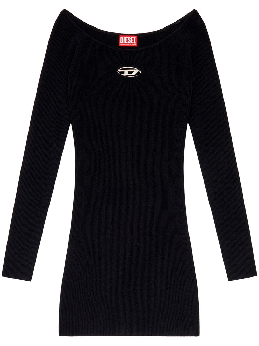 Shop Diesel M-vera Short Ribbed Dress In Black