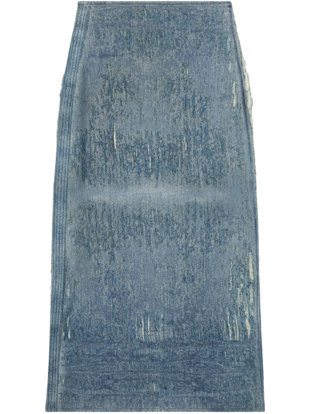 Diesel Megan Distressed High-waisted Long Skirt In Blue