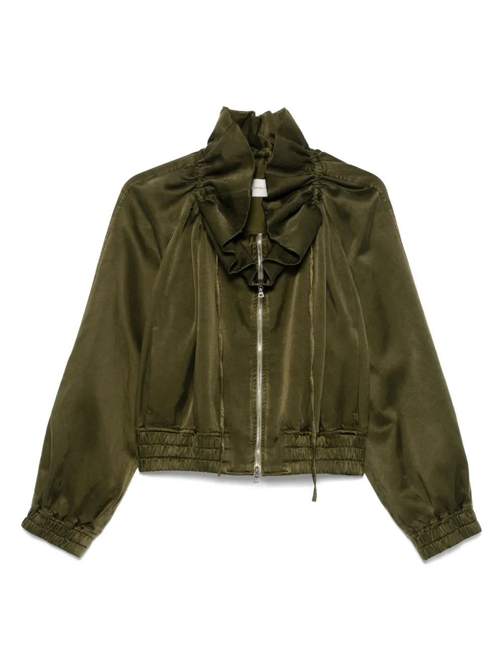 Dries Van Noten Lightweight Cocoon Zip Jacket In Khaki Women In Green