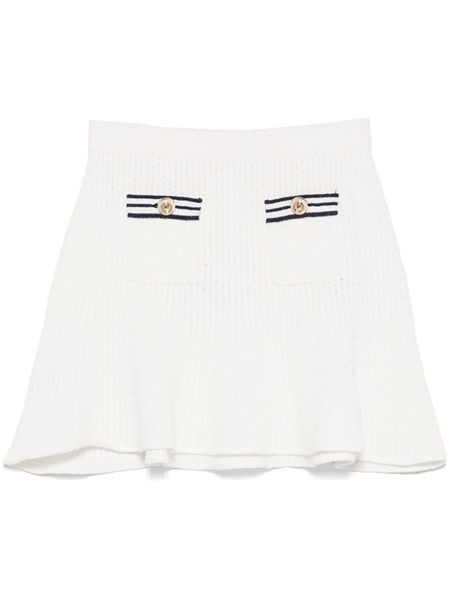 ミニスカート Self Portrait Minigonna In Maglia Strutturata Pink Jewel Button Knit Mini Skirt – self-portrait-US