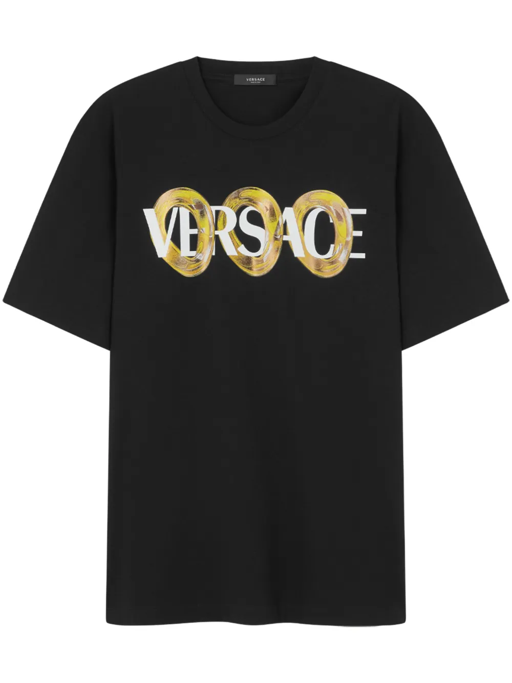 Shop Versace Printed T-shirt In Black