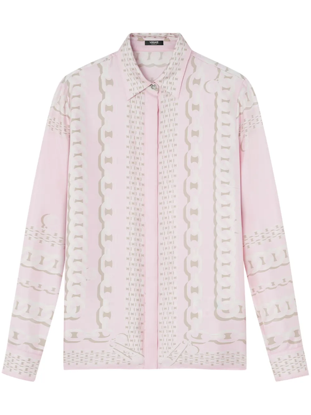 Versace Treasure Foulard Silk Twill Formal Shirt In Pink & Purple