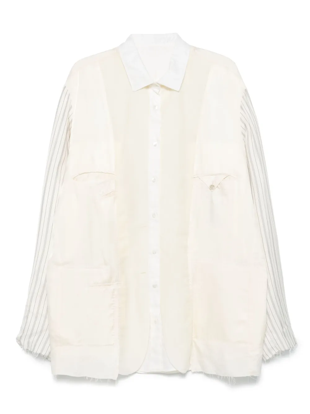 Shop Maison Margiela Shirt Jacket With Inserts In Nude & Neutrals
