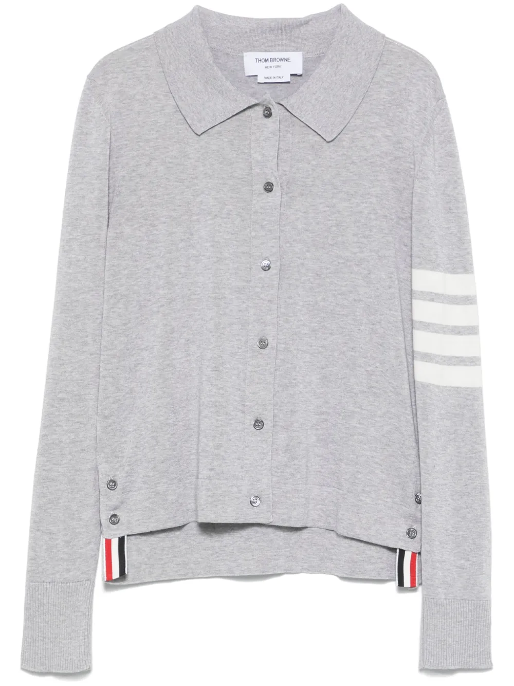 Shop Thom Browne Jersey Polo With 4 Bar Stripe Detail In Grey