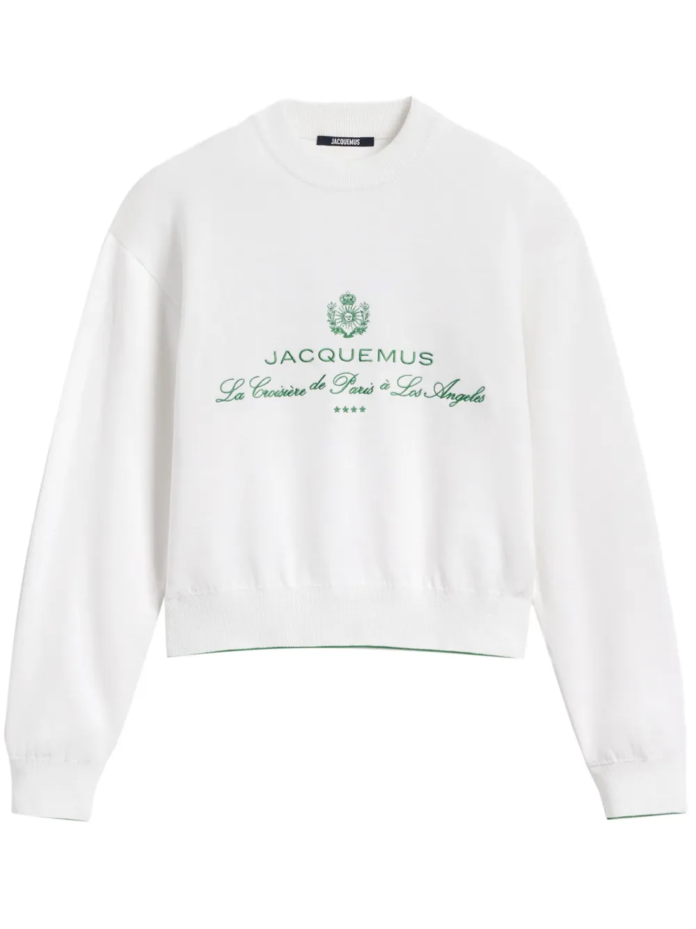 Jacquemus White Sweater With Logo Embroidered On The Front And Short Design In Cotton Woman In White