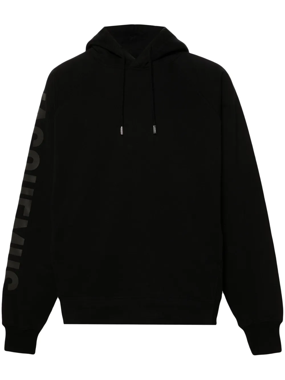 Jacquemus Hooded Typo Sweatshirt With Logoed Sleeve In Black