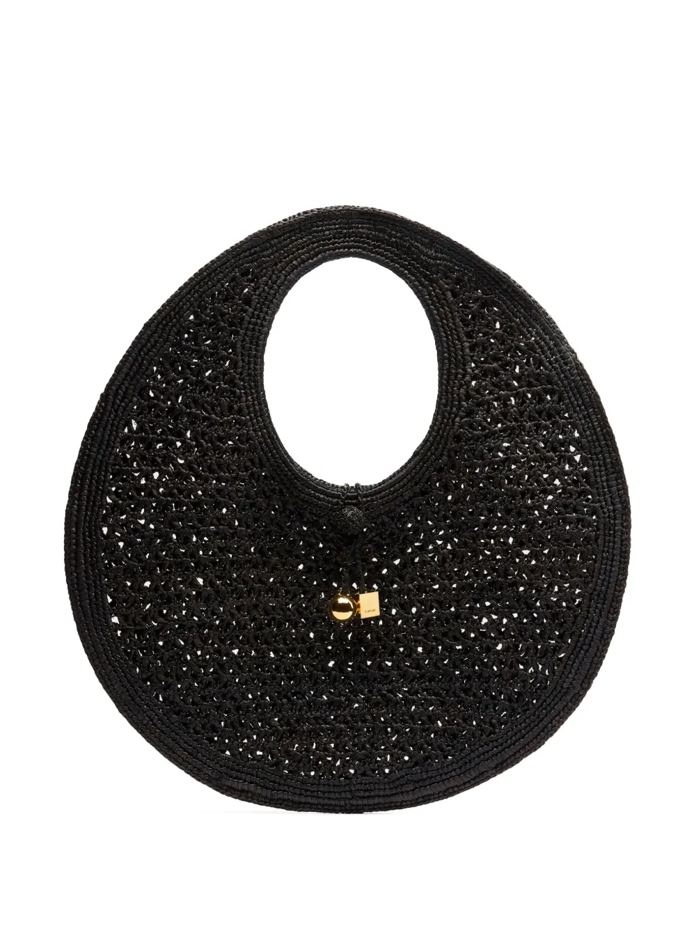 Jacquemus Le Rond Spiaggia Shoulder Bag In Raffia In Black