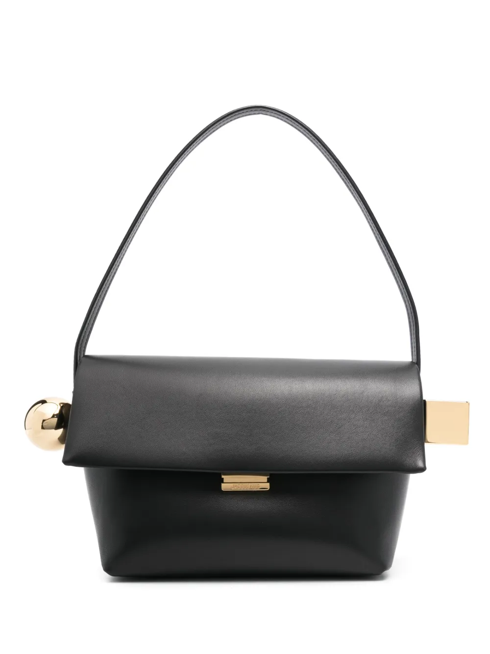 Jacquemus 'le Rond Carre' Black Shoulder Bag With Shoulder Strap In Black