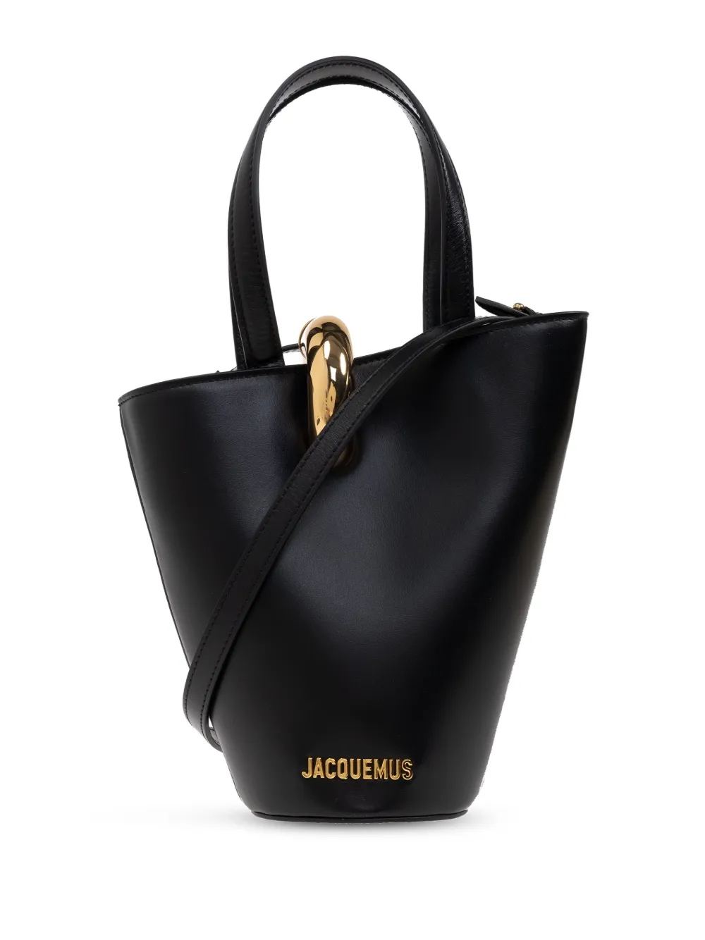 Jacquemus Le Petit Bambola Leather Top Handle Bag In Black