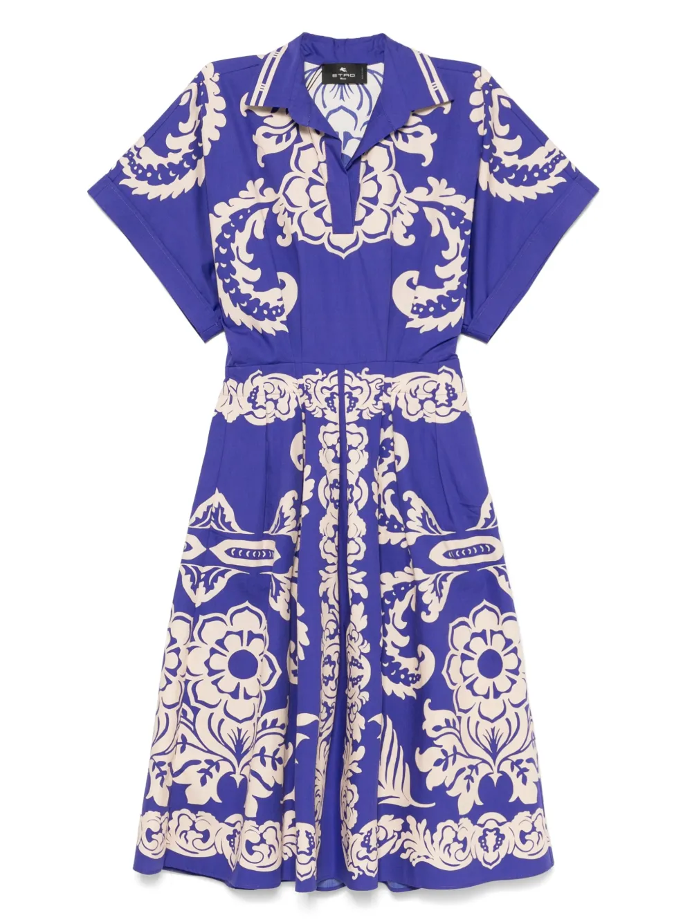 Shop Etro Printed Midi Dress In Blue