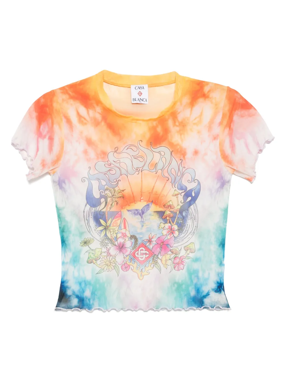 Shop Casablanca Printed Mesh T-shirt In Multicolour