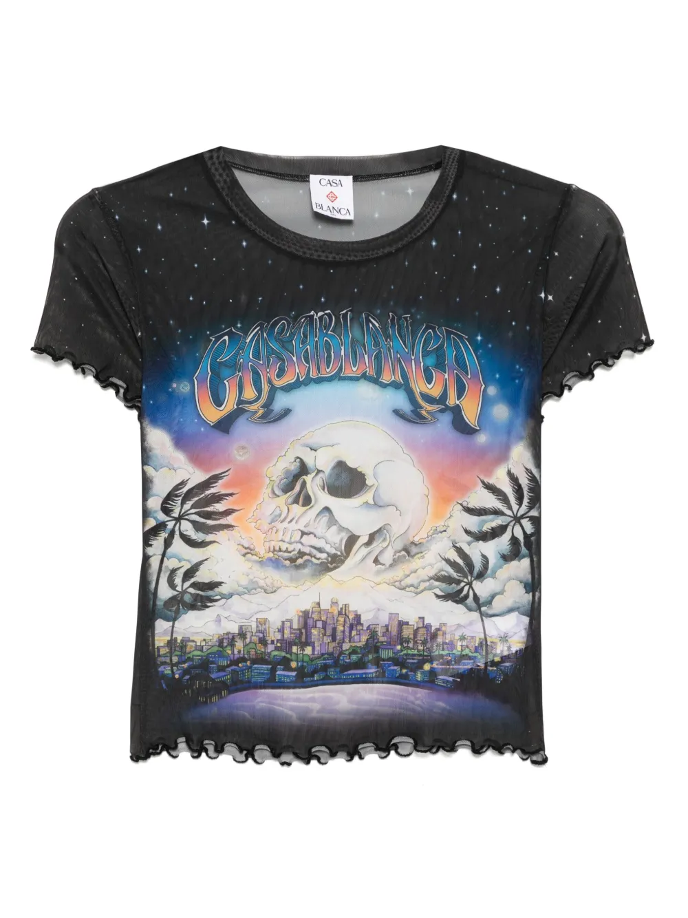 Shop Casablanca Printed Mesh T-shirt In Multicolour
