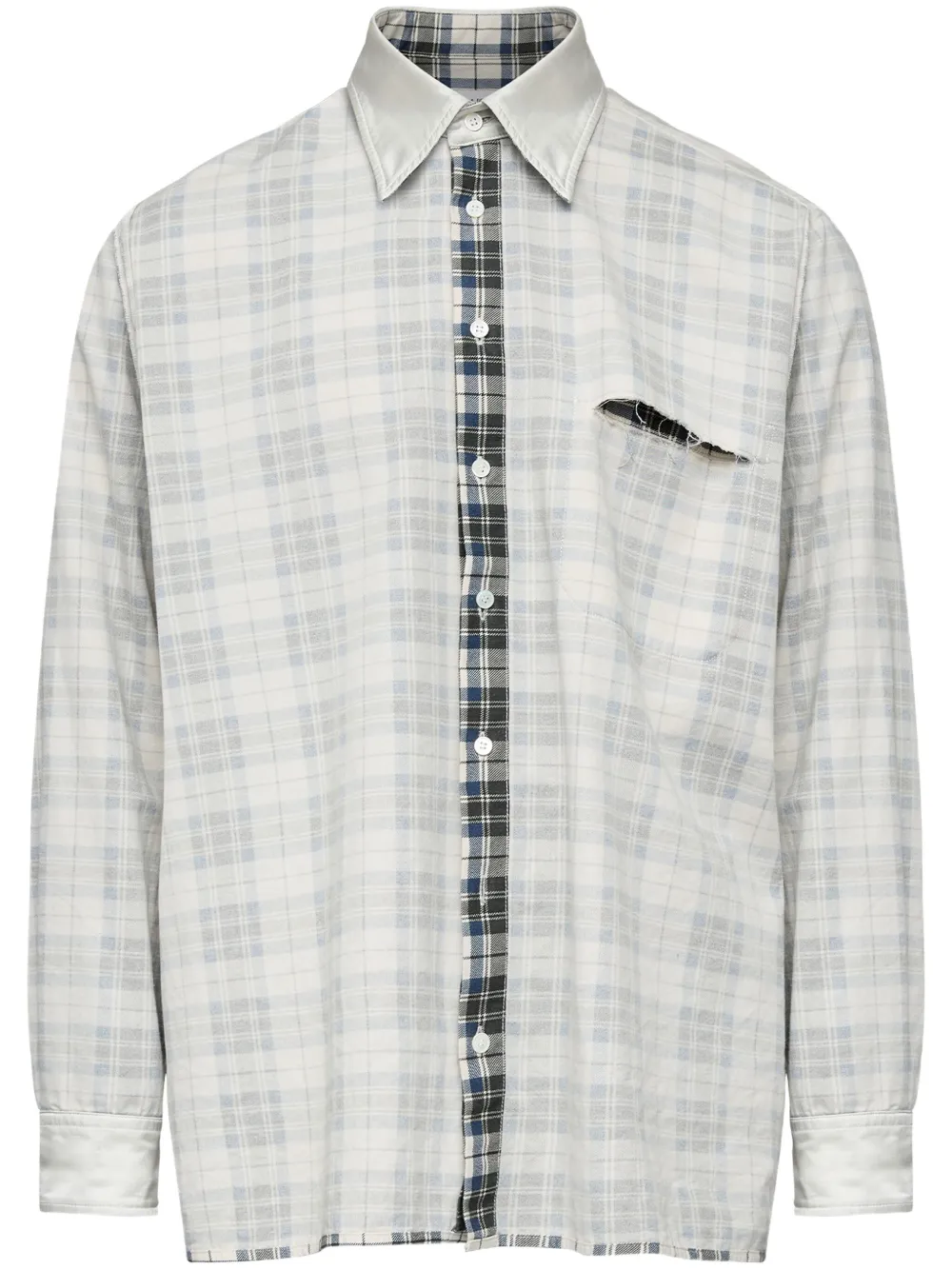 Mm6 Maison Margiela Mm6 By Maison Margiela Plaid Shirt With Classic Collar In Grey