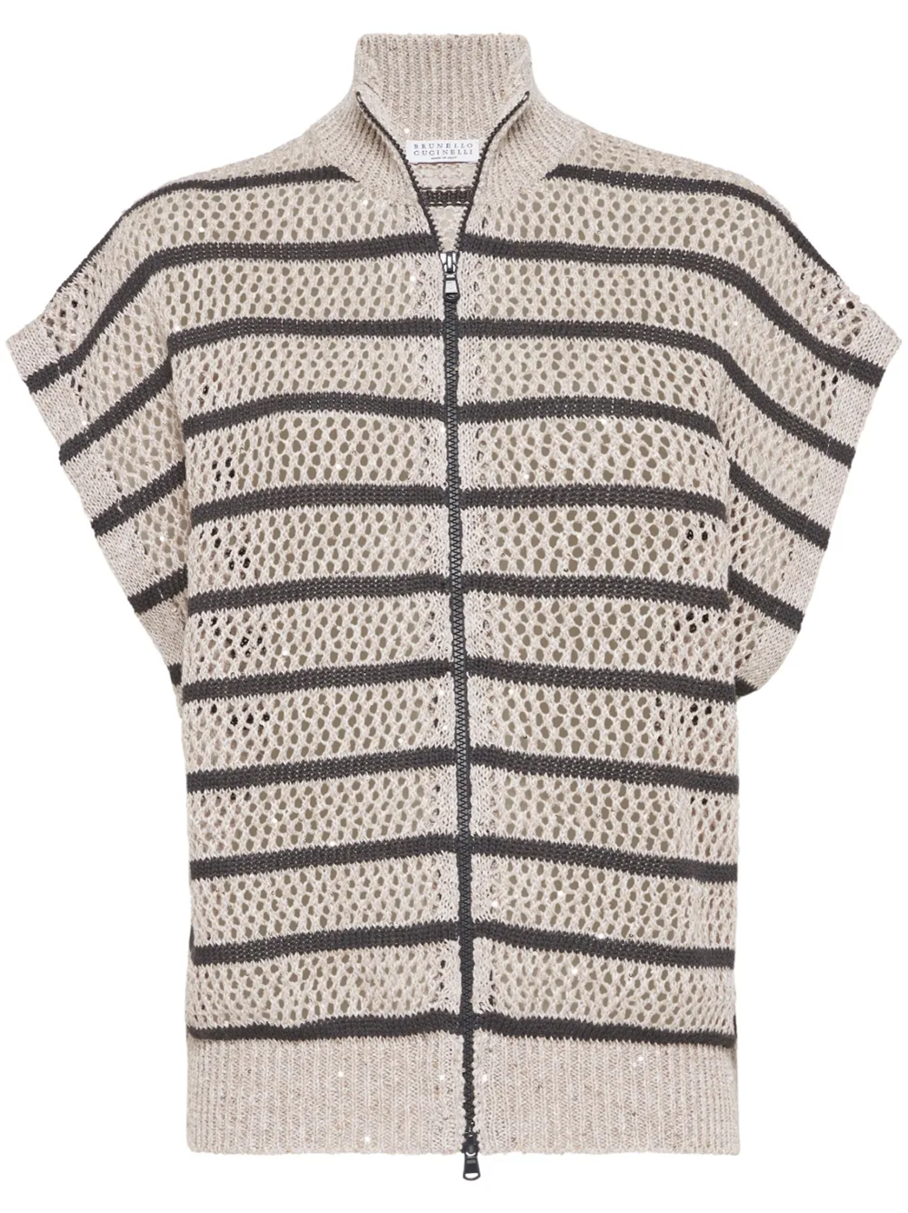 Brunello Cucinelli Knitwear With Cap Sleeves And High Collar