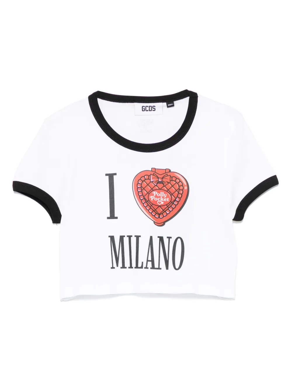 Gcds Graphic Print Crop T-shirt With Contrast Trim
