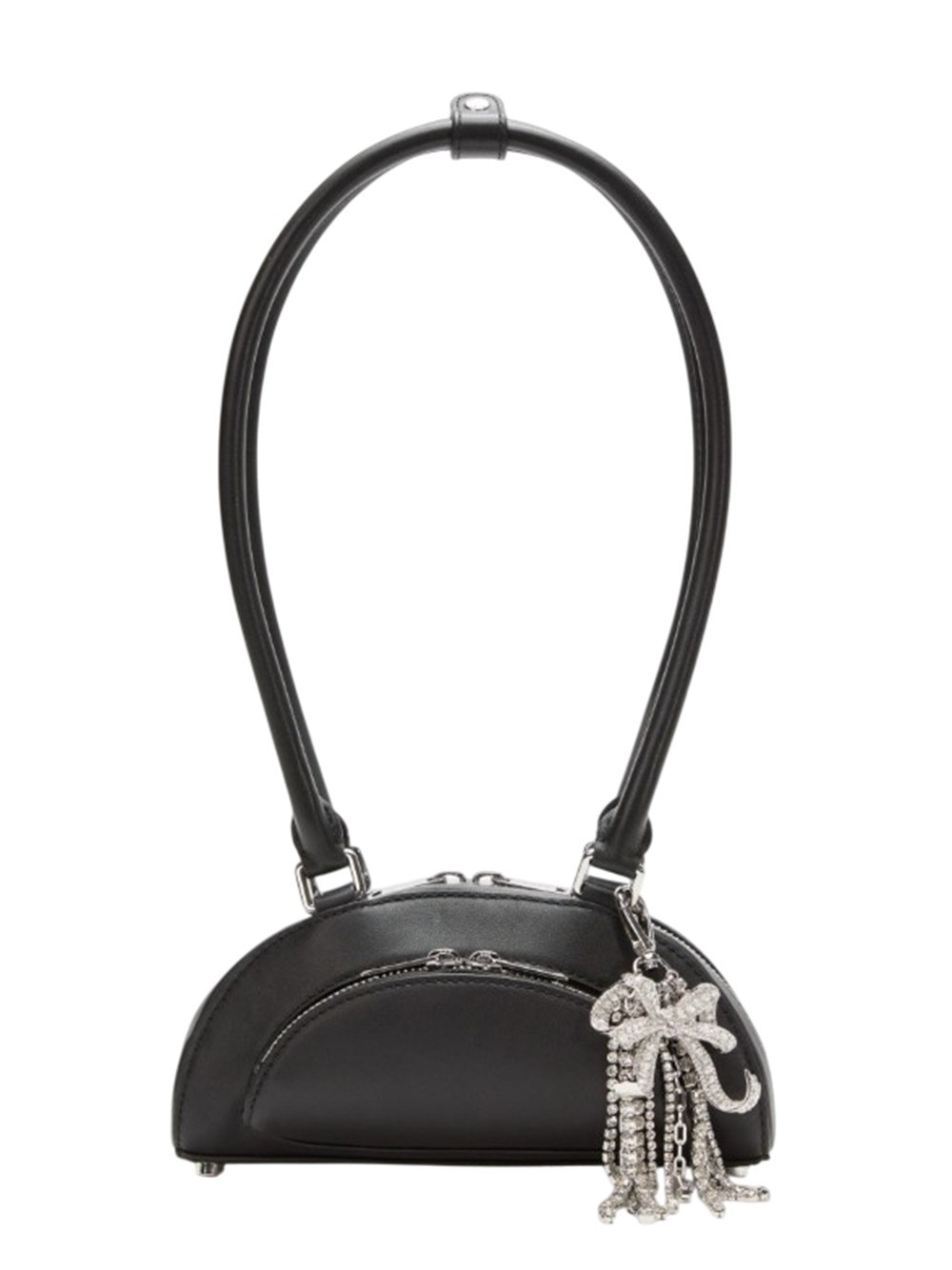 Self-portrait Black Leather Mini Shoulder Bag With Charm