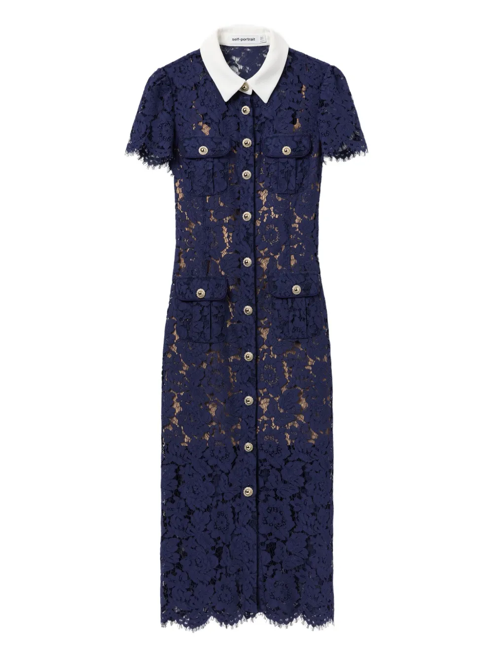 Self-portrait Self Portrait Women Lace Contrast Collar Midi Dress