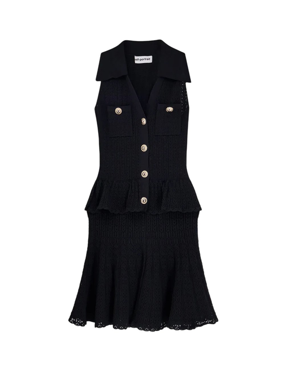 Self-portrait Pointelle-knit Sleeveless Mini Dress