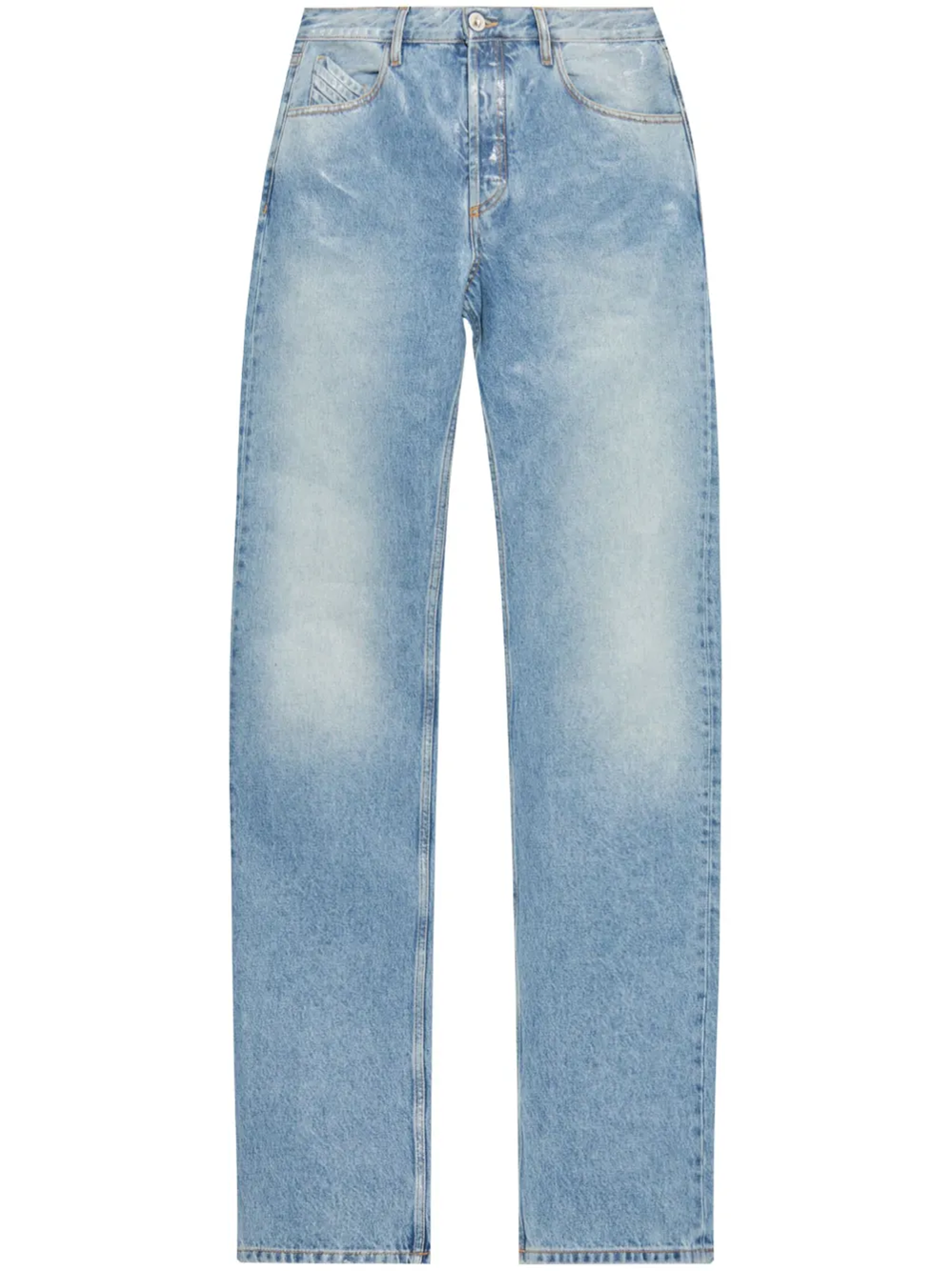 Attico Long Straight Leg Jeans With Contrast Stitching In Blue