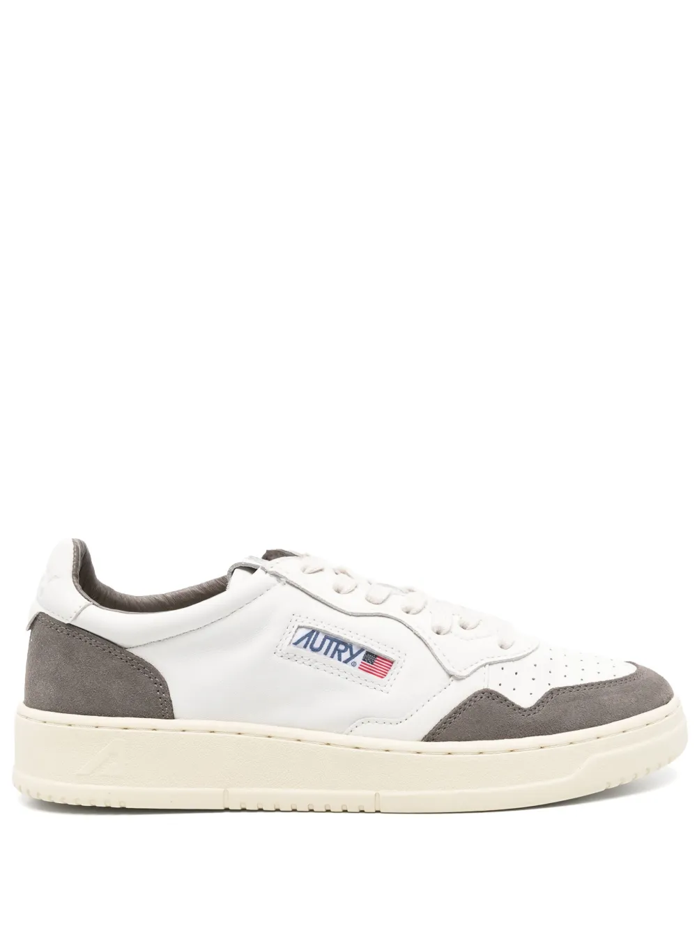 Autry Low Sneaker With Contrast Panels And Perforated Detailing In White