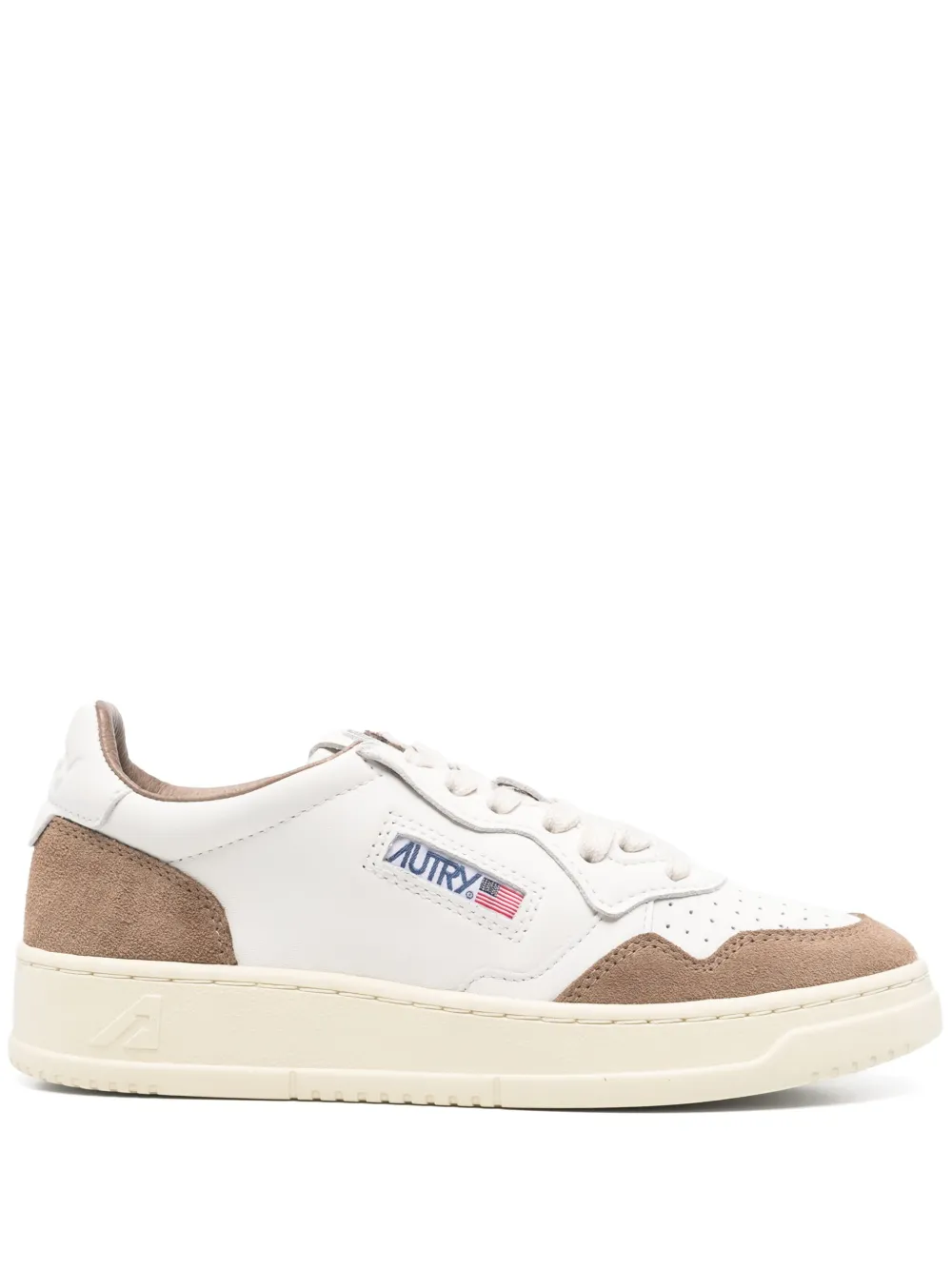 Autry Low Sneaker With Contrast Panels And Perforated Detailing In White