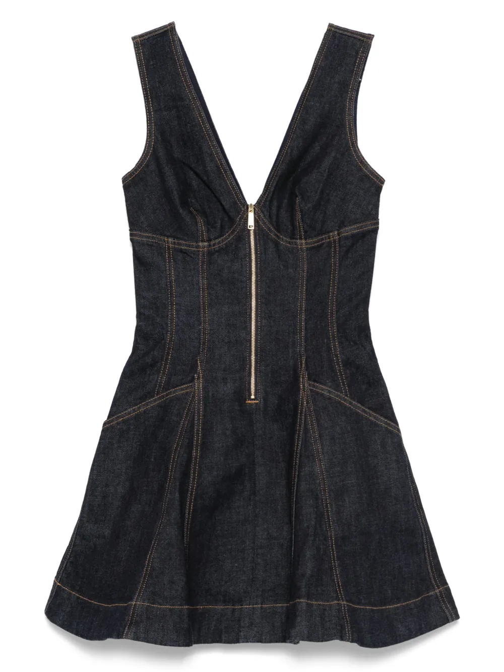 Self-portrait Navy Blue Dress With Bustier Neckline And Zip Detail