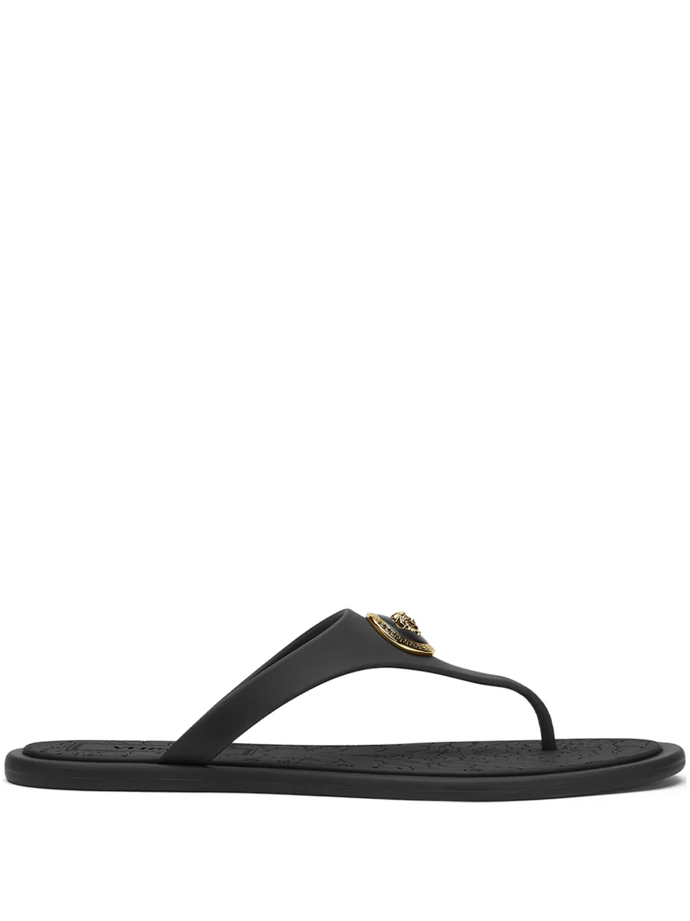 Versace Black Slides With Medusa Detail In Multi