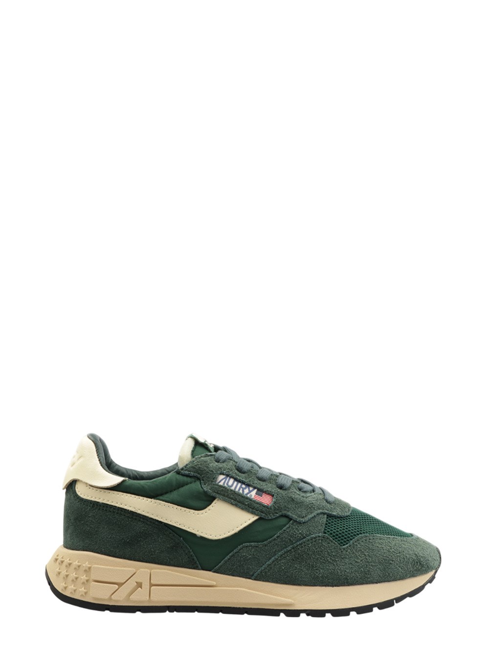 Autry Windreel Leather Suede Mesh Sneakers In Orange